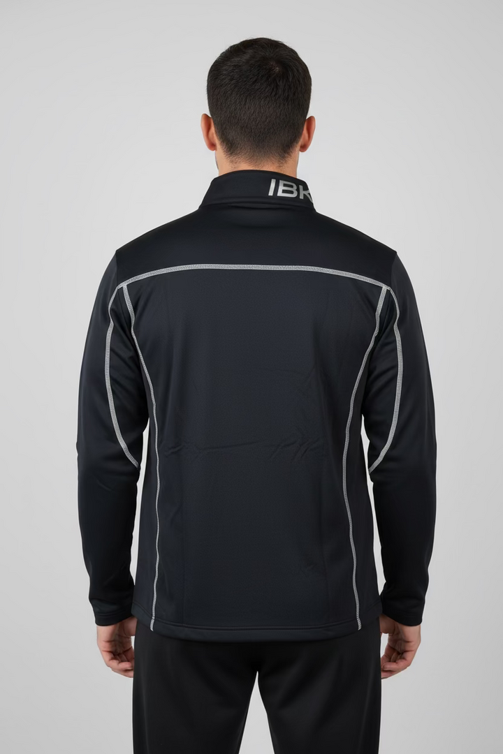 IBKUL Mens Long Sleeve Zip Pullover - Onyx/Snow - Skorzie