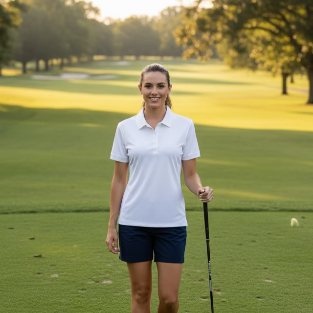 Dunning Golf Performance Short Sleeve Button Polo - White - Skorzie