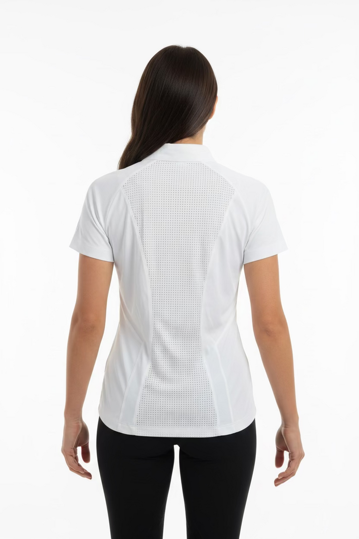 Dunning Golf Performance Short Sleeve Button Polo - White - Skorzie