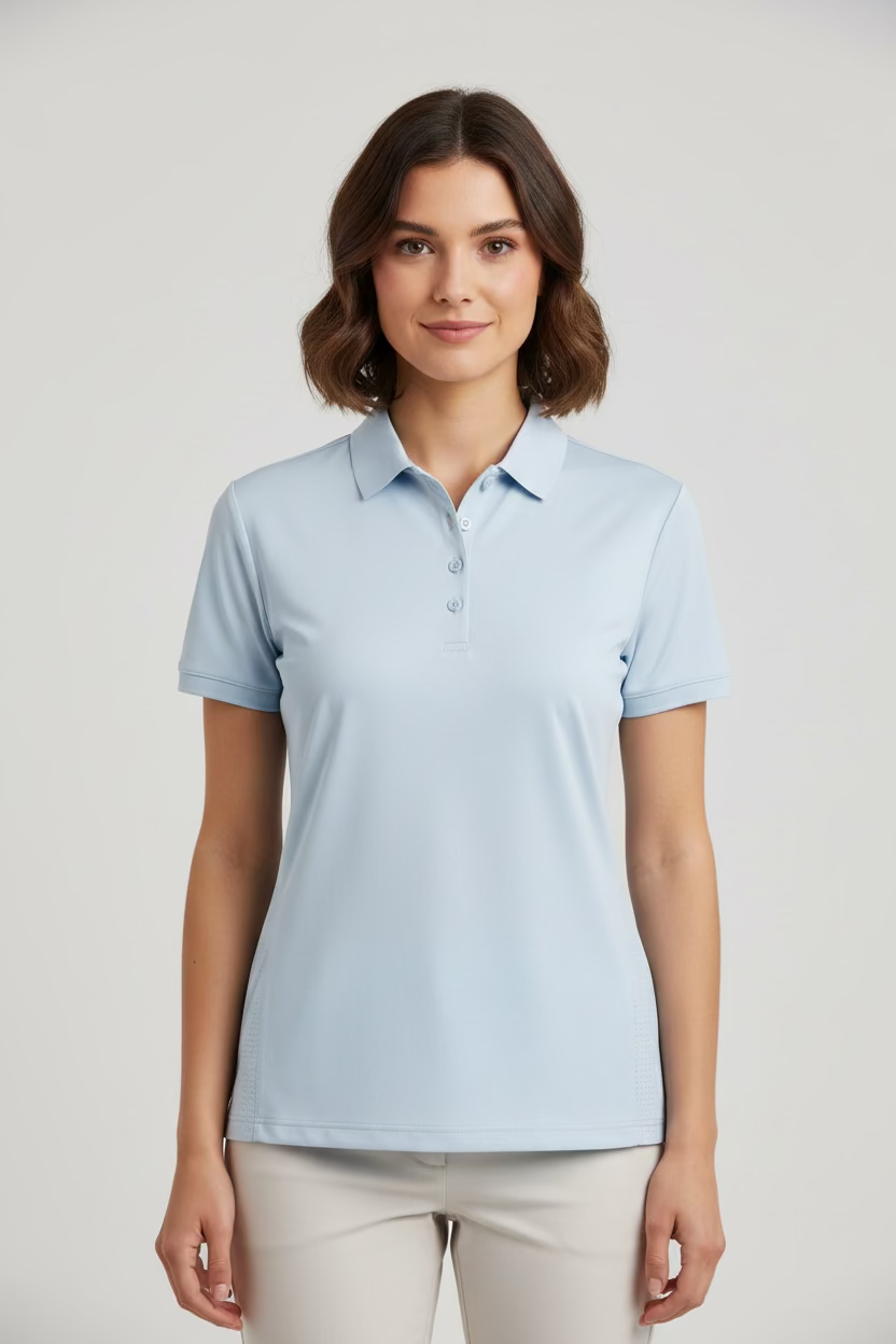 Dunning Golf Performance Short Sleeve Button Polo - Sailing Blue - Skorzie