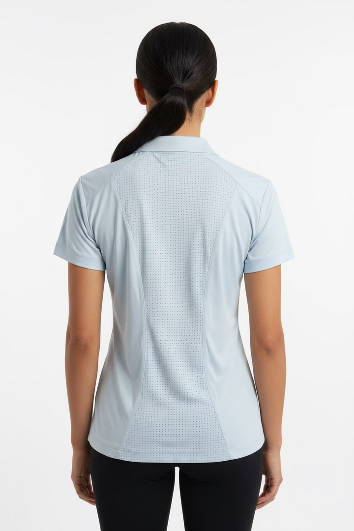 Dunning Golf Performance Short Sleeve Button Polo - Sailing Blue - Skorzie