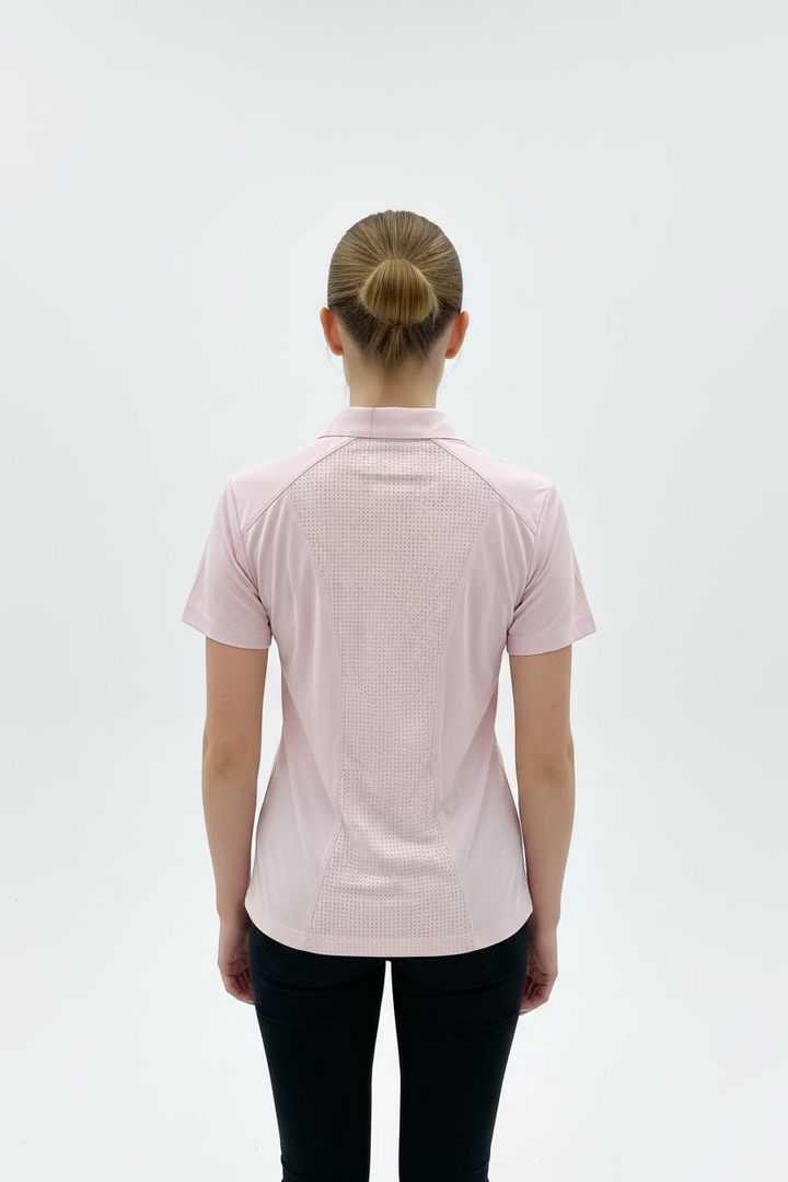 Dunning Golf Performance Short Sleeve Button Polo - Dust Pink - Skorzie