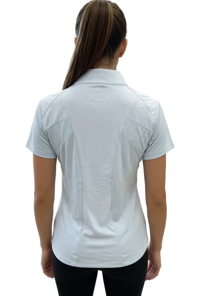 Dunning Golf Performance Short Sleeve Zip Polo - Sailing Blue - Skorzie