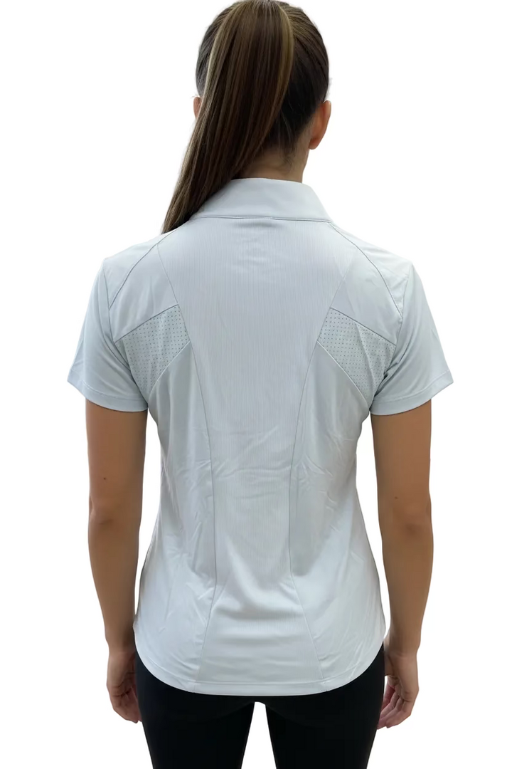 Dunning Golf Performance Short Sleeve Zip Polo - Sailing Blue - Skorzie