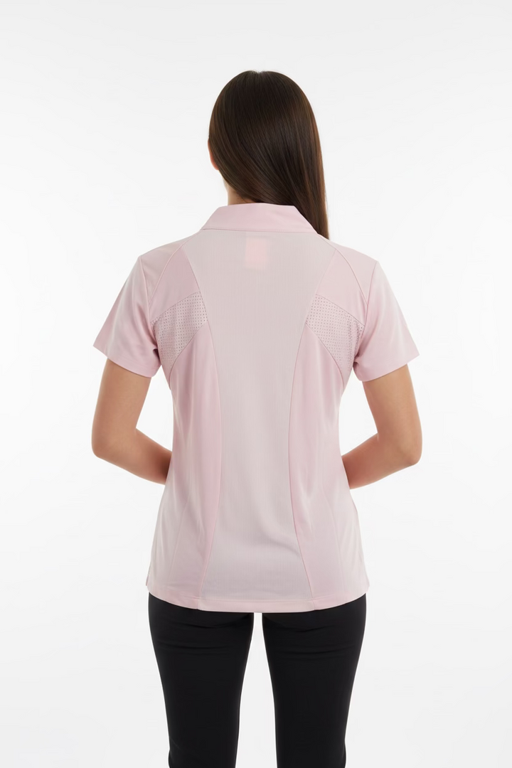 Dunning Golf Performance Short Sleeve Zip Polo - Dust Pink - Skorzie