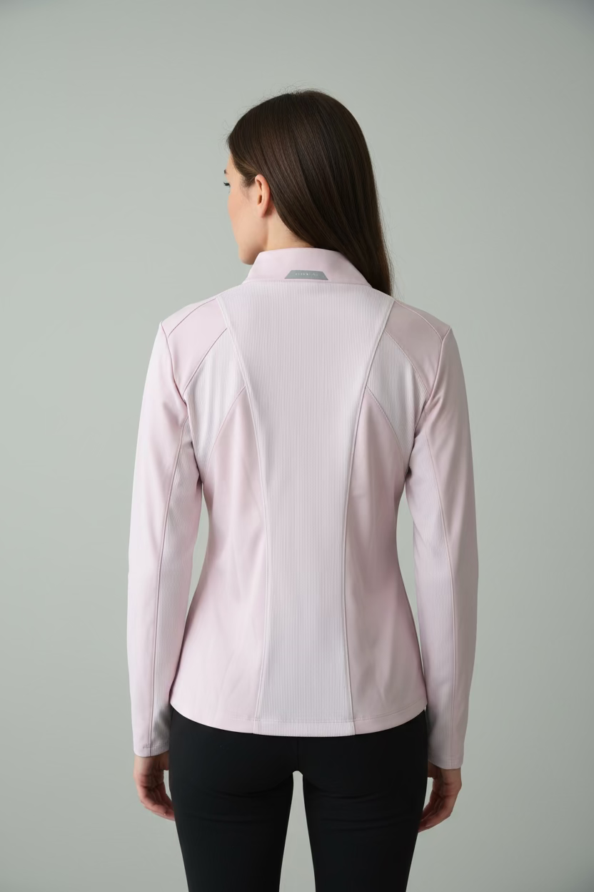 Dunning Golf Performance Long Sleeve Zip Polo - Dust Pink - Skorzie