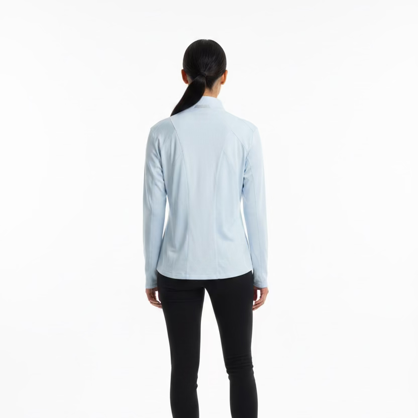 Dunning Golf Performance Long Sleeve Zip Polo - Sailing Blue - Skorzie
