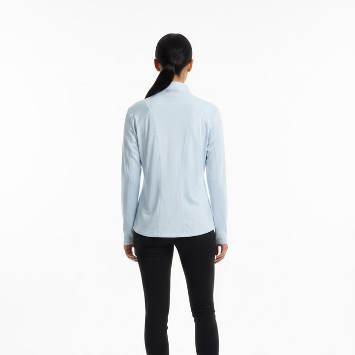 Dunning Golf Performance Long Sleeve Zip Polo - Sailing Blue - Skorzie