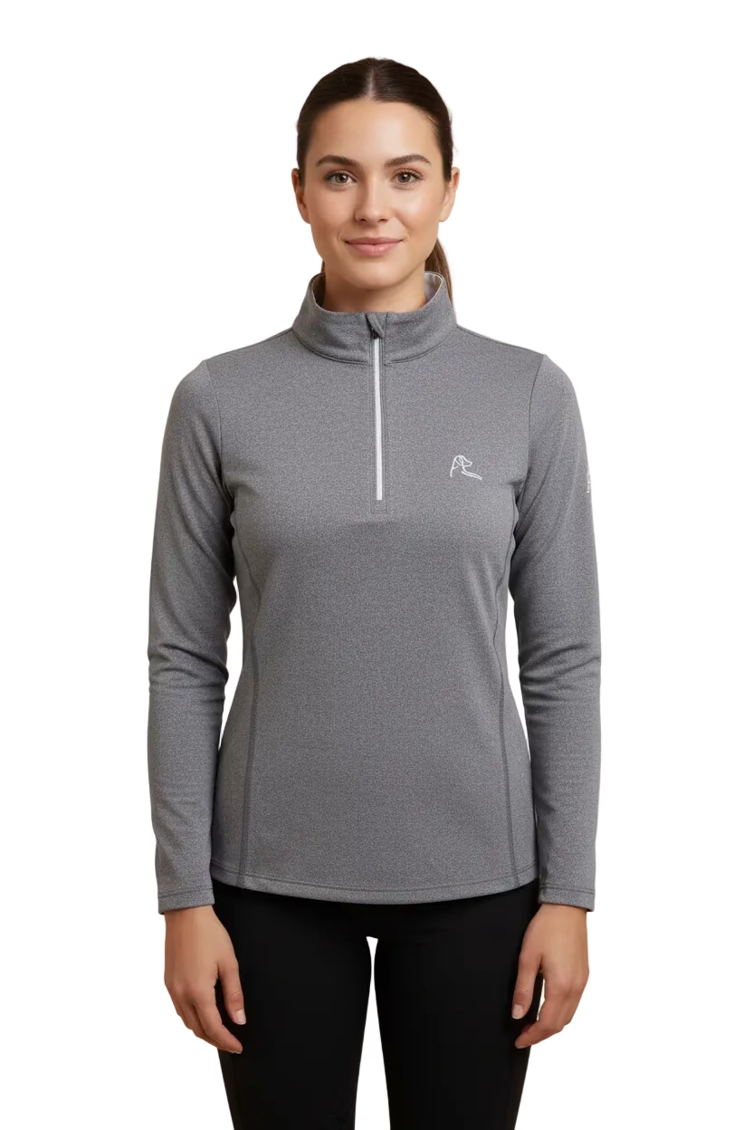 Rhoback Heather Graphite Performance Zip Polo - Grey/White - XS - Skorzie