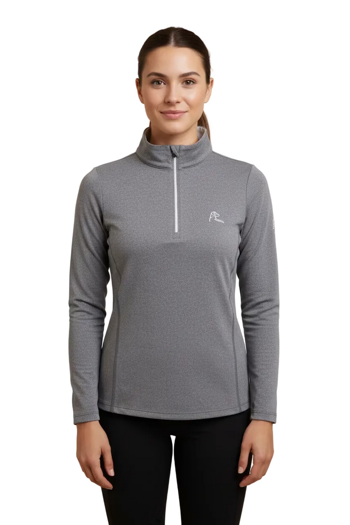 Rhoback Heather Graphite Performance Zip Polo - Grey/White - XS - Skorzie