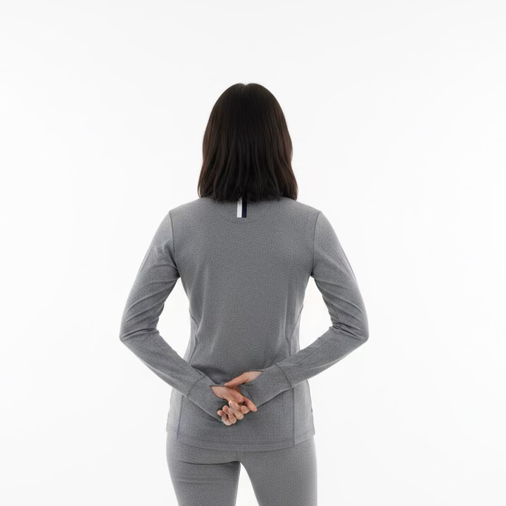 Rhoback Heather Graphite Performance Zip Polo - Grey/White - XS - Skorzie