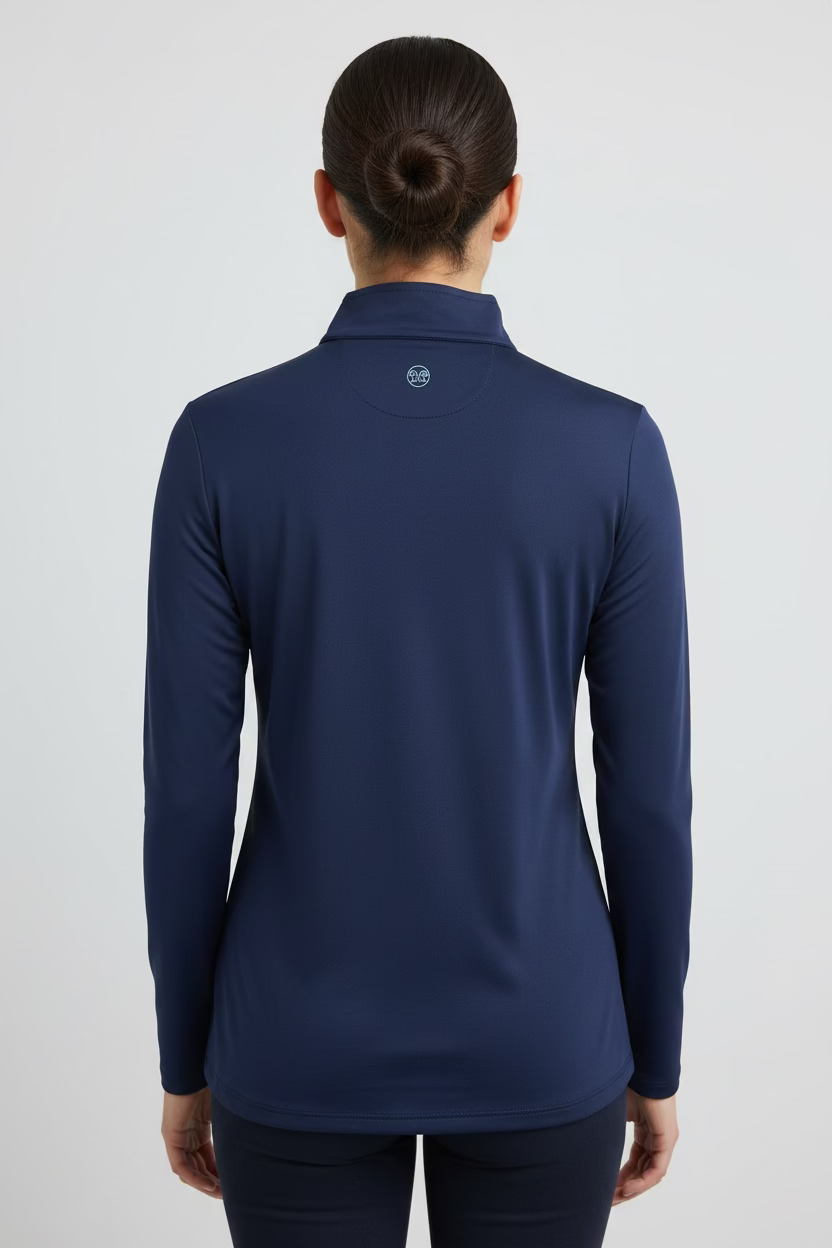 RNWK Zip Casual Long Sleeve Polo - Navy/Blue - Skorzie