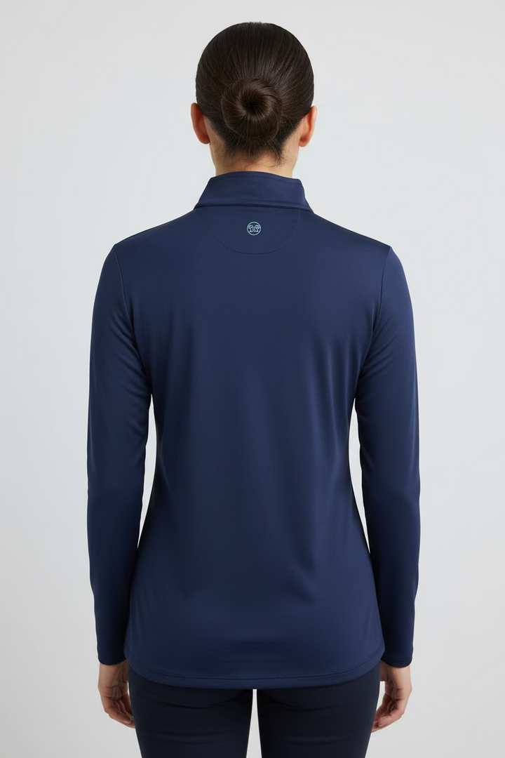 RNWK Zip Casual Long Sleeve Polo - Navy/Blue - Skorzie