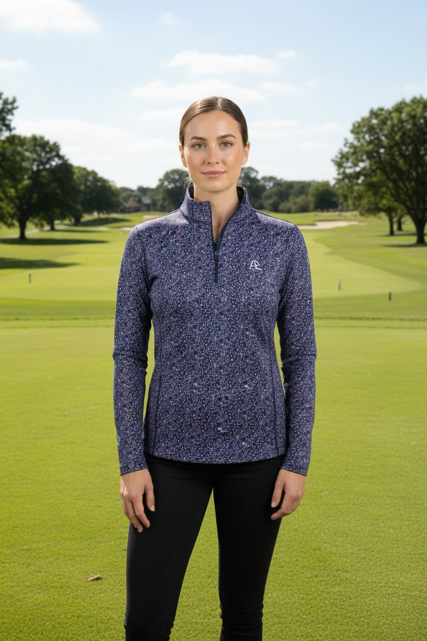 Rhoback Wildflower Performance Zip Polo - Fleet Navy/Flag Blue - Skorzie