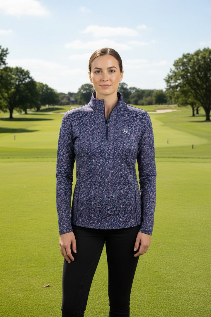 Rhoback Wildflower Performance Zip Polo - Fleet Navy/Flag Blue - Skorzie