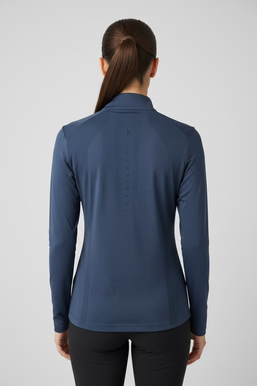 J. Lindeberg Sonja Tech Mid Layer Polo - Vintage Indigo - Skorzie