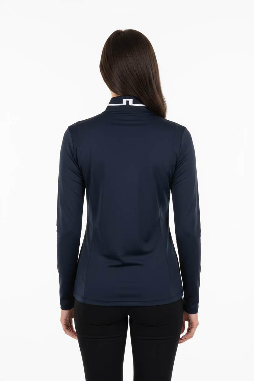 J. Lindeberg Hertta Long Sleeve Polo - Navy - Skorzie