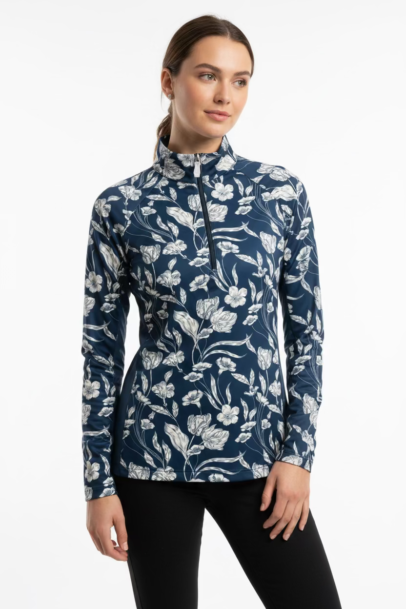 Kastel Denmark Long Sleeve 1/4 Zip Sun Shirt - French/Sailor - Skorzie