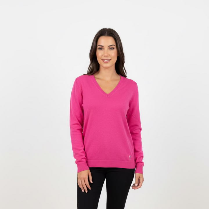 Golftini V-Neck Sweater - Hot Pink - Skorzie