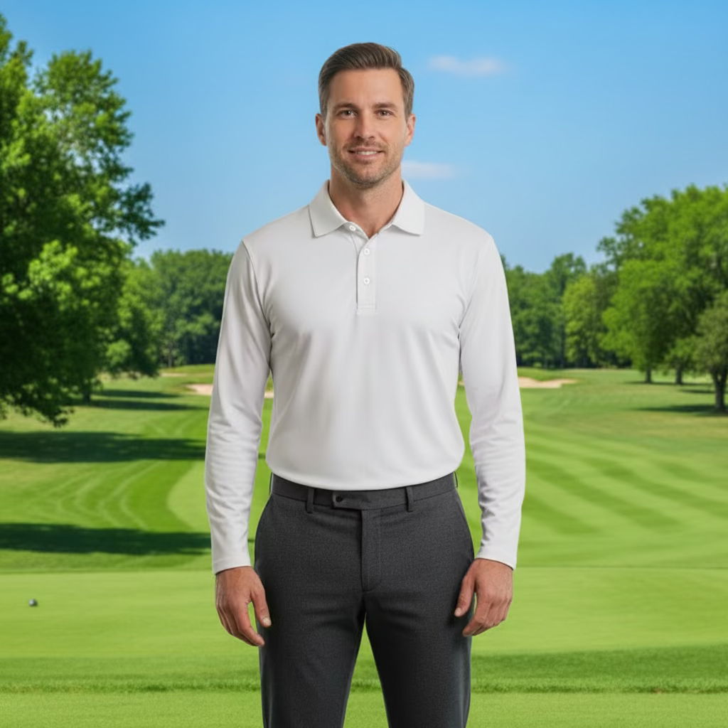KJUS Mens Long Sleeve Pines Polo - White - Skorzie