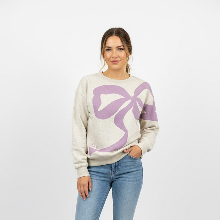 Love Shack Fancy Palo Bow Sweatshirt - Oatmeal - Skorzie