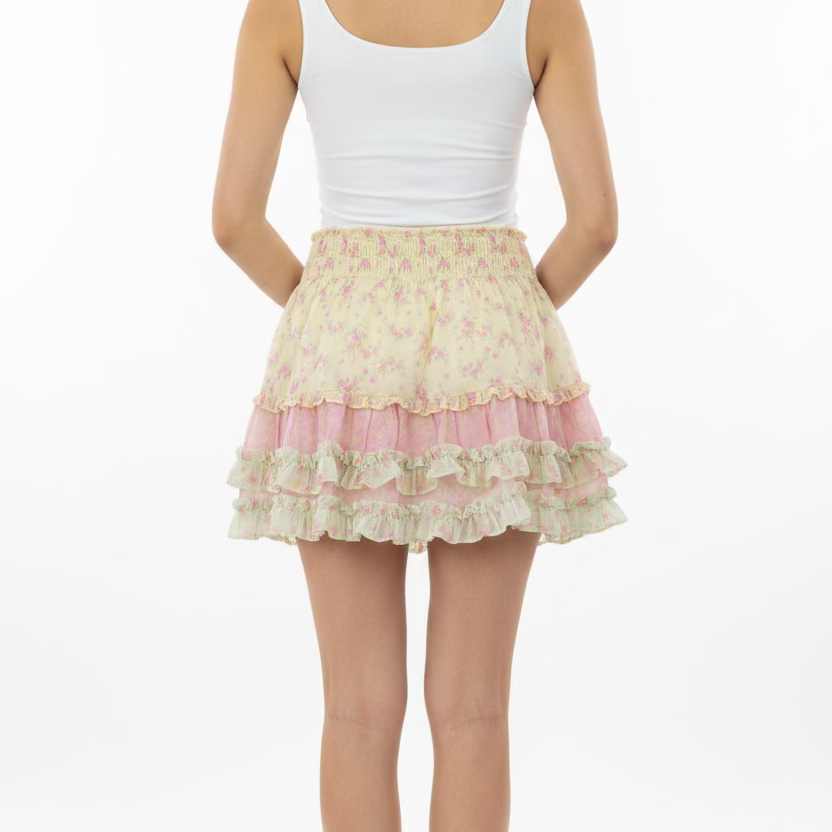 Love Shack Fancy Ruffle Skirt - Lemonade Floral - Skorzie