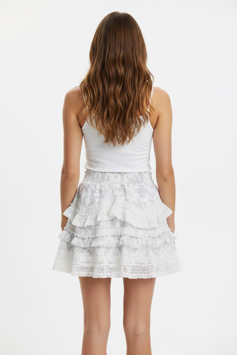 Love Shack Fancy Ruffle Skirt - Lace Icing/Lavender - Skorzie