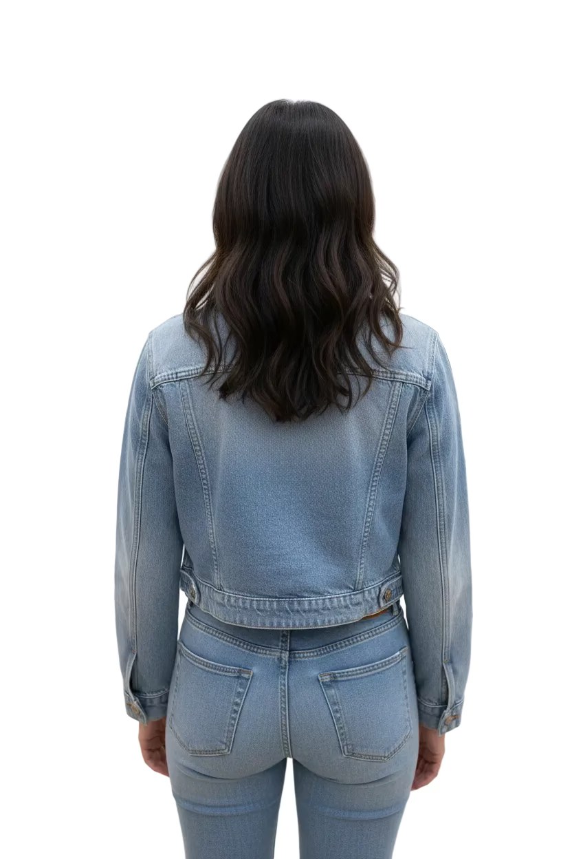 Love Shack Fancy Crop Denim Cherry Jacket - Skorzie