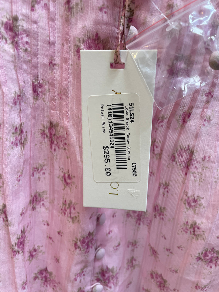 Love Shack Fancy Long Sleeve Lita Top - Pink Garden - Skorzie