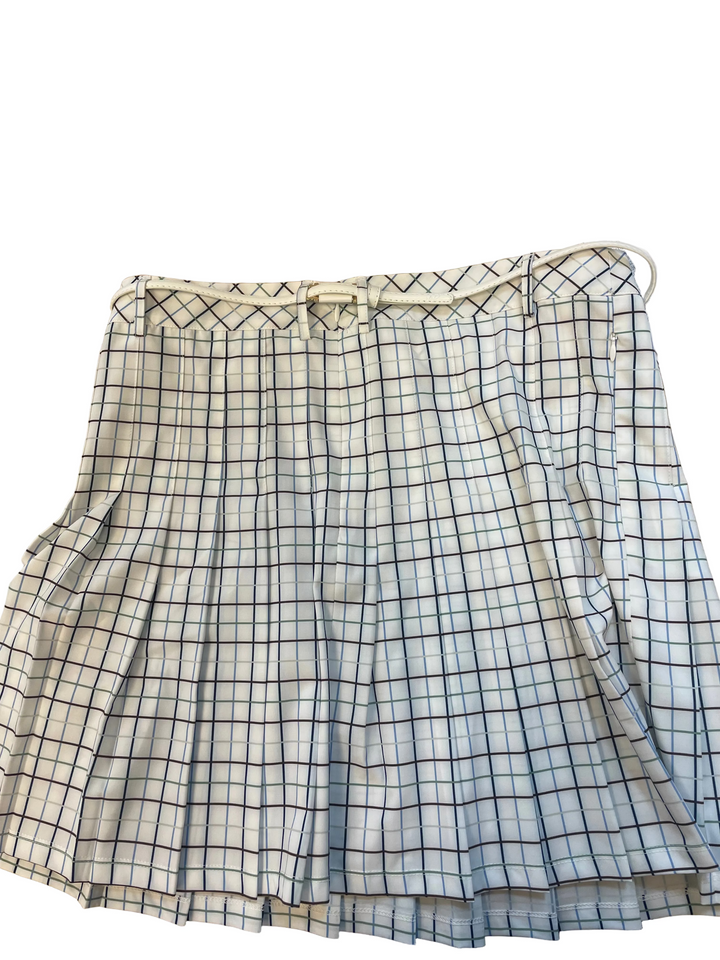 A. Putnam Pattern Grid Pleated Skort