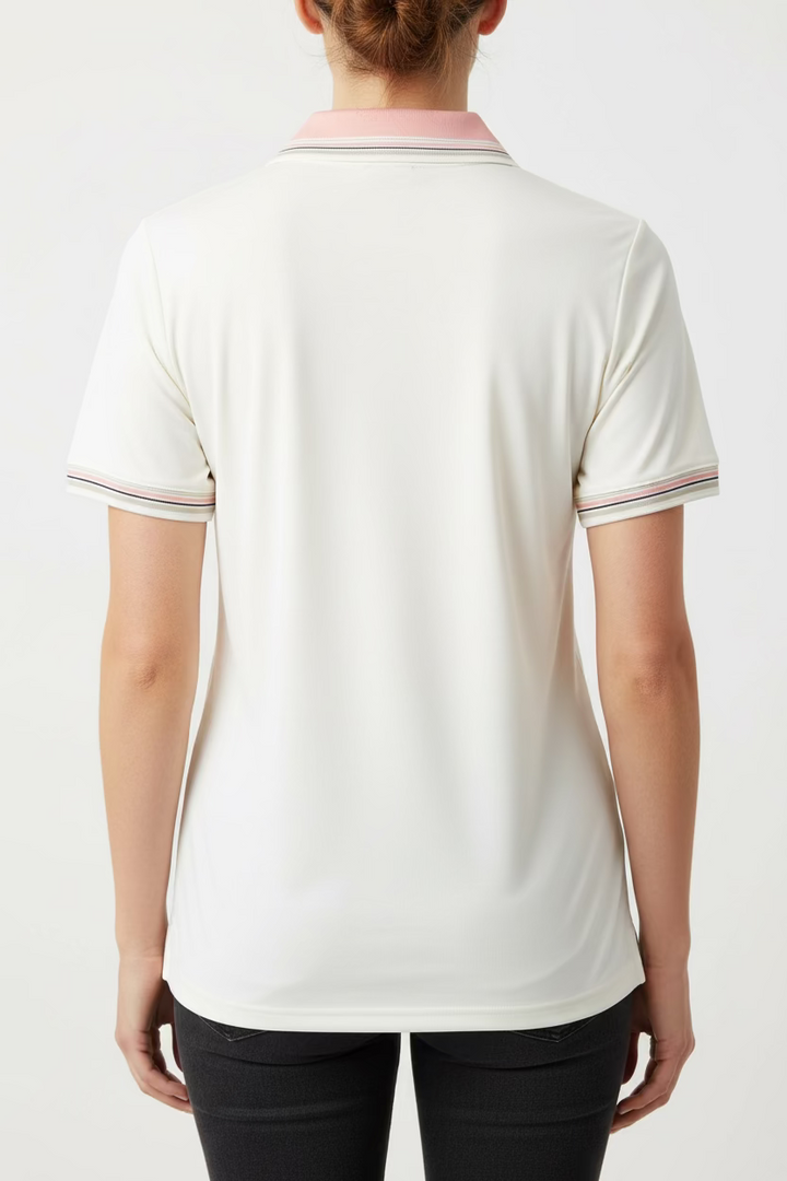 GGBlue Womens Button Short Sleeve Polo - Neutral/Poppy Pink