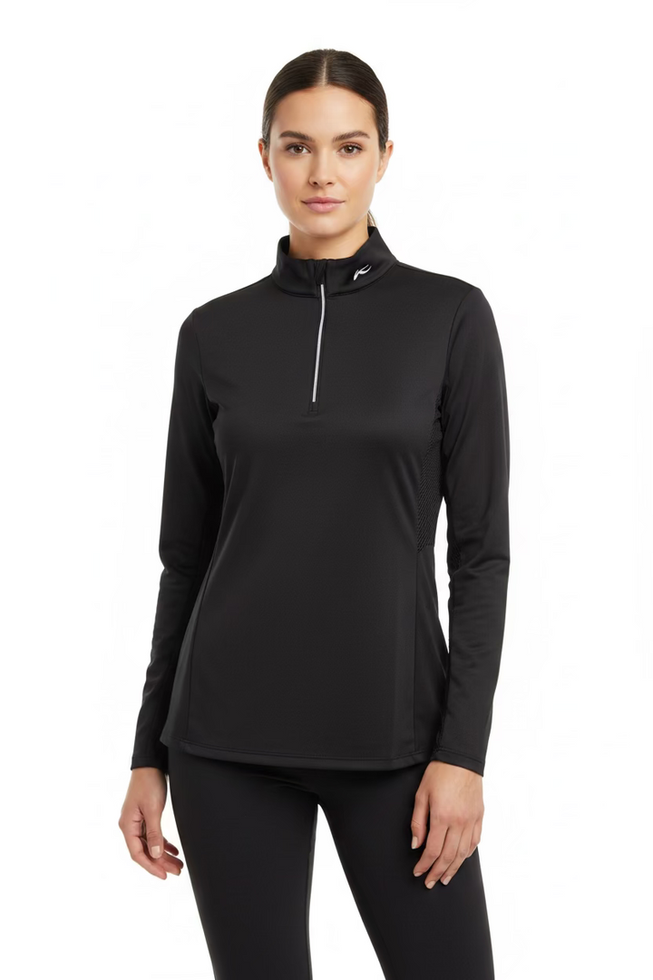 KJUS Sunshine Sport Half Zip Long Sleeve Polo - Black/White