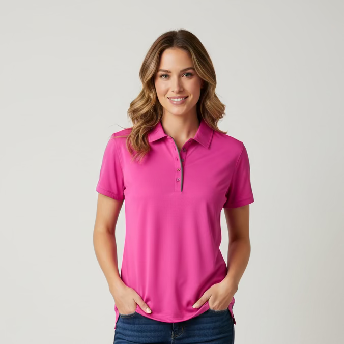 Black Clover Short Sleeve Button Polo - Party Pink