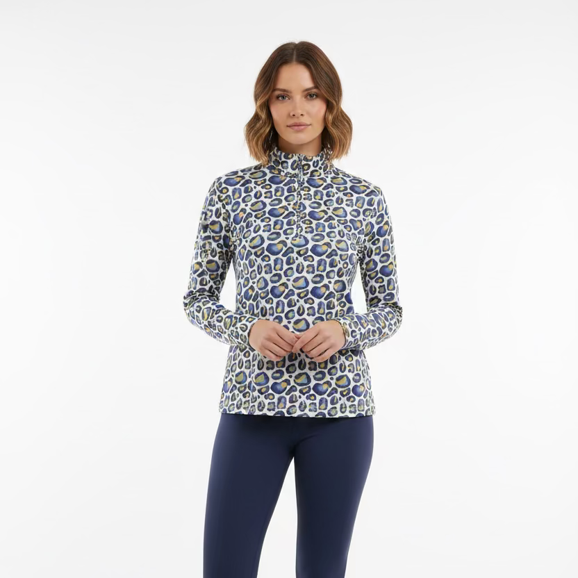 Daily Sports Womens Long Sleeve Polo - Water Leopard