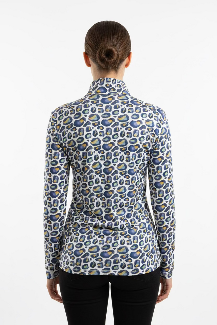 Daily Sports Womens Long Sleeve Polo - Water Leopard