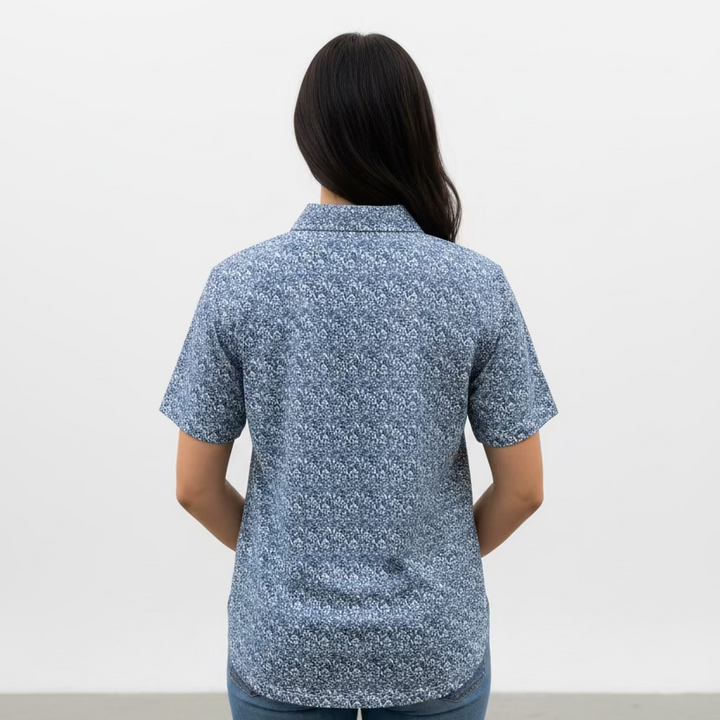 Straight Down Tijuca Short Sleeve Polo (w/logo) - Blue Floral