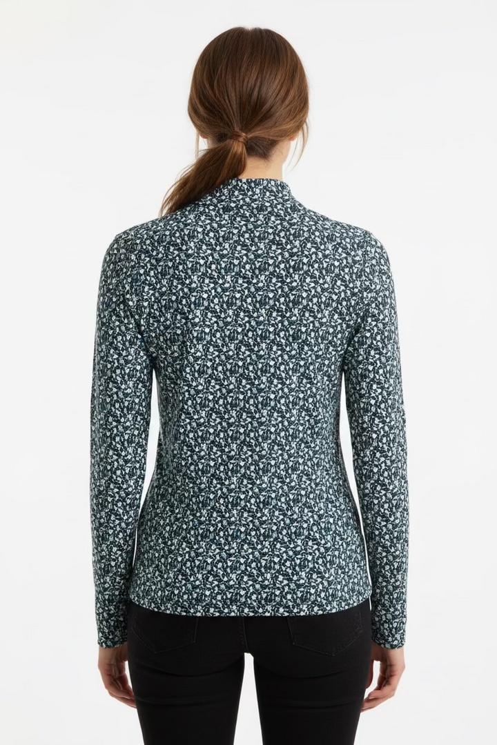 Straight Down Flores Long Sleeve Polo (w/logo) - Navy Floral