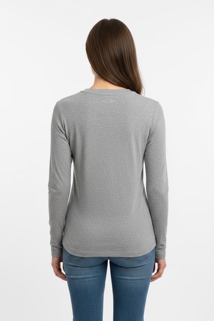 Straight Down Abbie Henley Long Sleeve Top - Grey