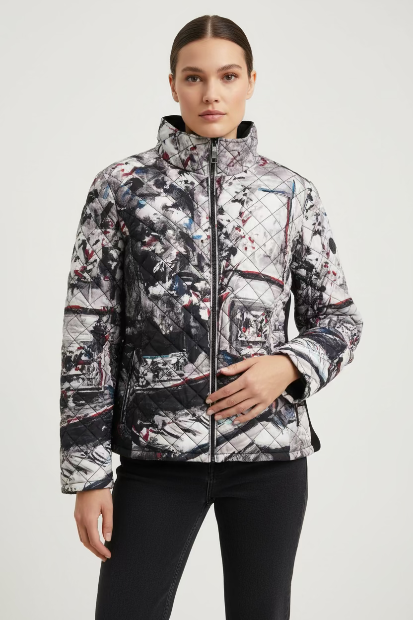 Dolcezza Womens Splatter Print Zip Jacket