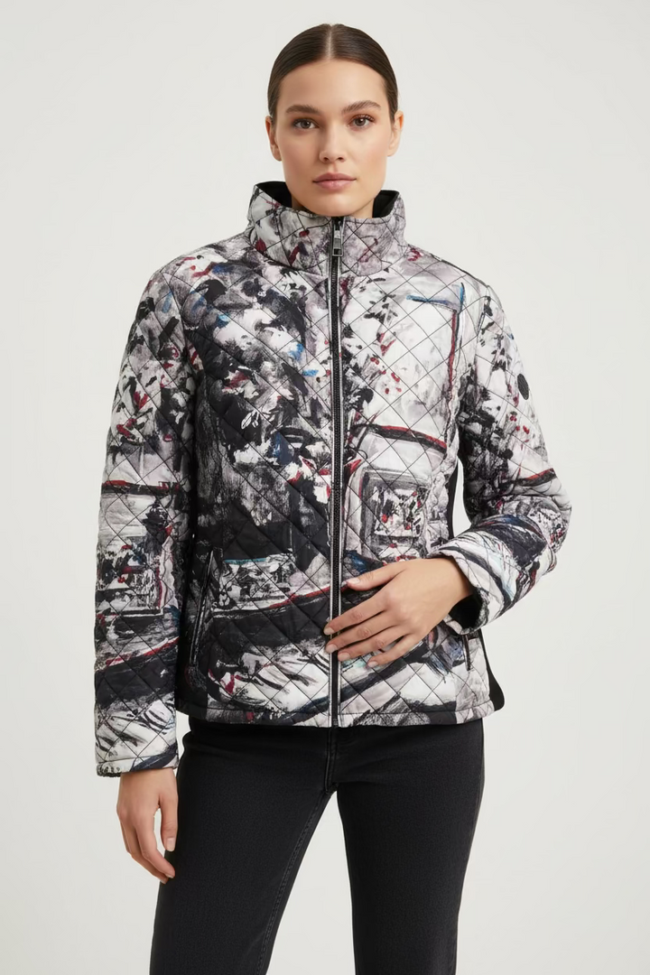 Dolcezza Womens Splatter Print Zip Jacket