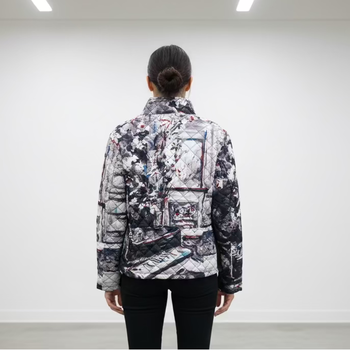 Dolcezza Womens Splatter Print Zip Jacket