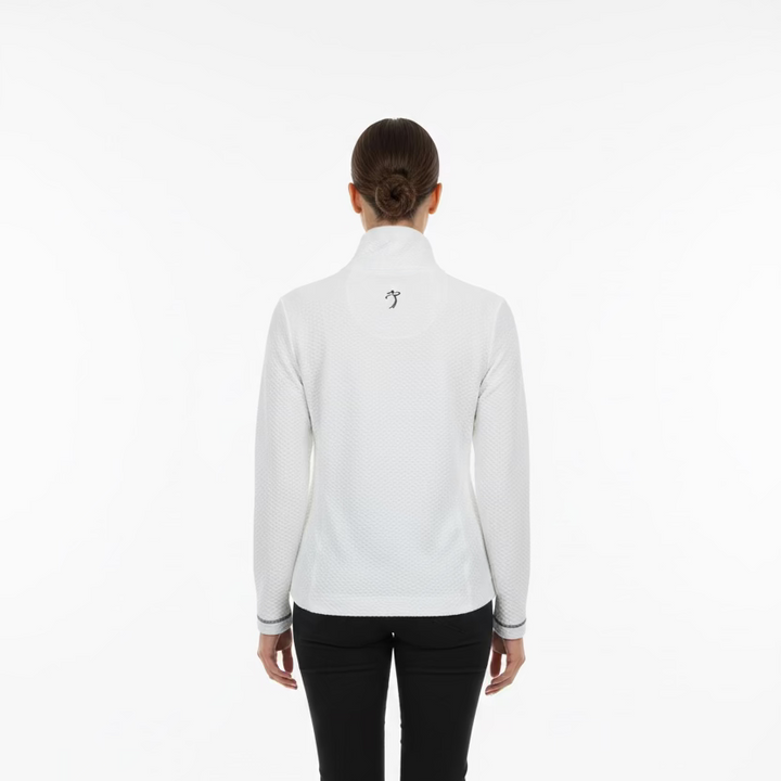 Dolcezza Womens Golf Casual Zip Jacket - White/Navy