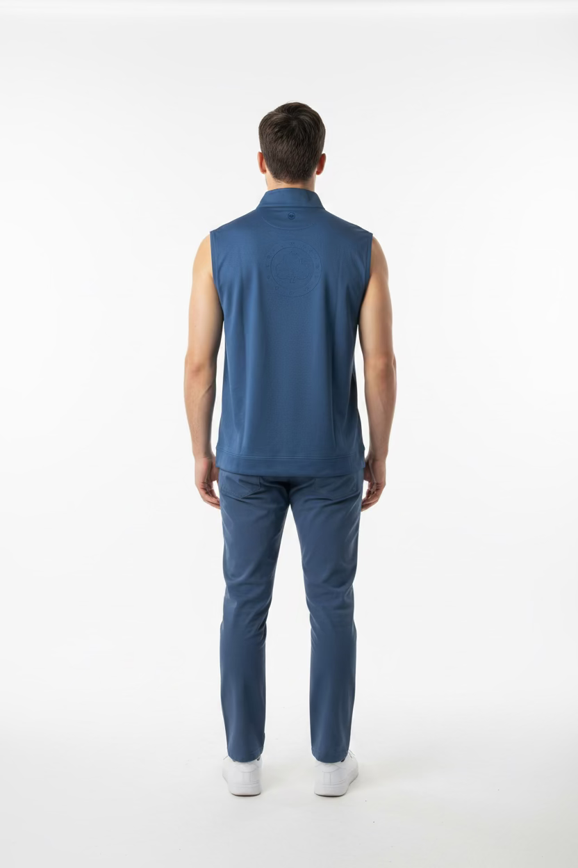 Peter Millar Sleeveless Zip Pullover - Blue Haze