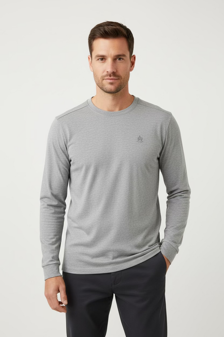 Straight Down Nathan 2.0 Crewneck Long Sleeve Shirt - Grey