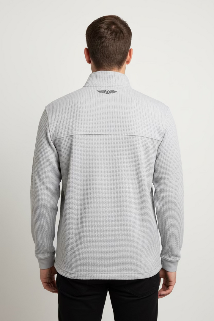 Straight Down Sherm Long Sleeve Zip Pullover - Grey