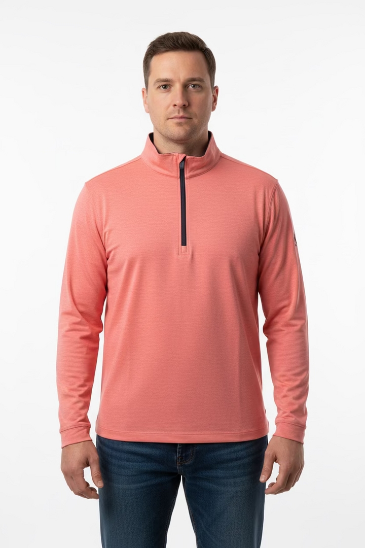 Straight Down Long Sleeve Zip Pullover - Coral