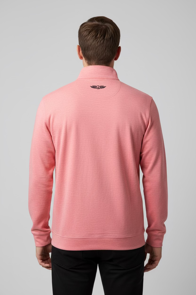 Straight Down Long Sleeve Zip Pullover - Coral