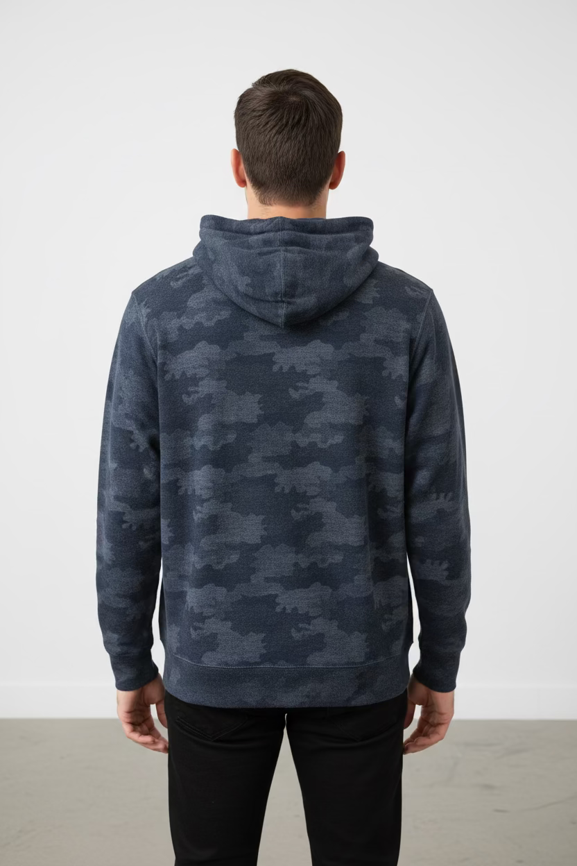 Peter Millar Mens Camo Long Sleeve Knit Hoodie - Navy