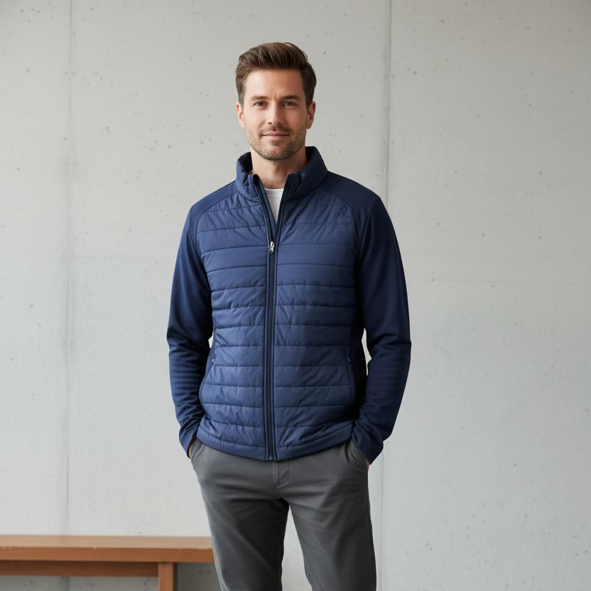 Rhoback Mens Long Sleeve Zip Jacket - Navy
