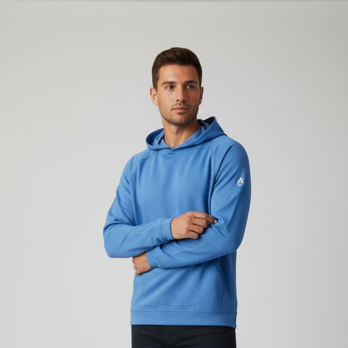 Peter Millar Mens Pine Performance Long Sleeve Hoodie - Royal Blue